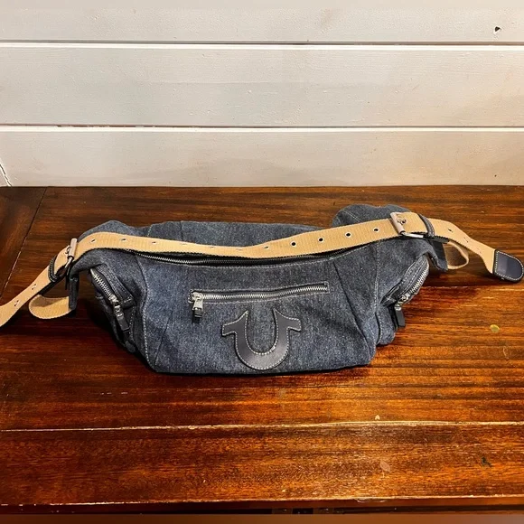 True Religion Denim Shoulder Bag Hobo Vintage style unisex Y2K slouch - Picture 7 of 15